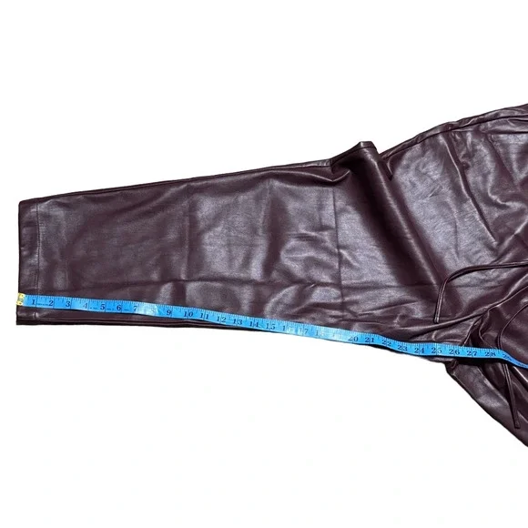 Loft Pull On Slim Pants Faux Leather Burgundy Drawstring Women’s Slacks Size XXL - Picture 12 of 13